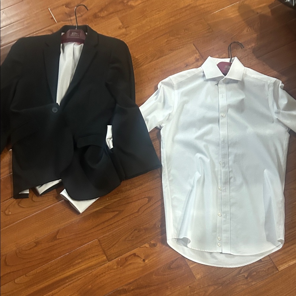 Black Blazer and White Shirt Set with pants